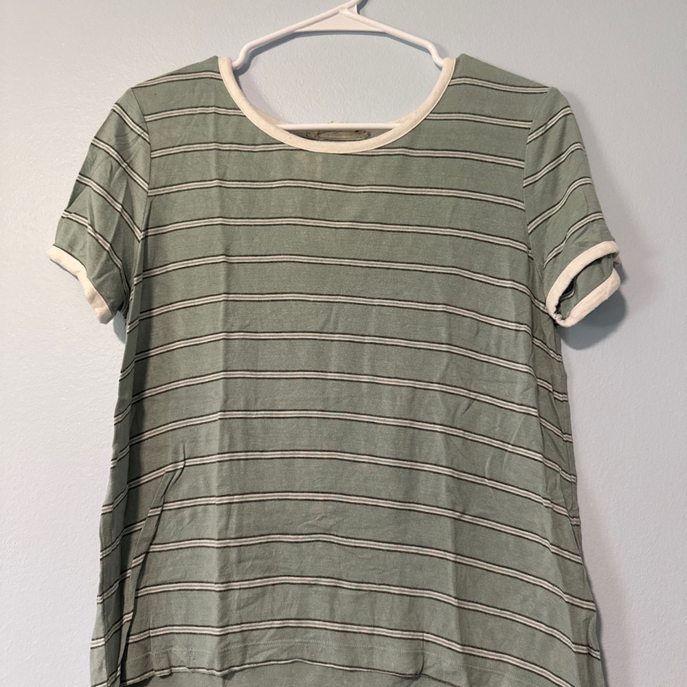 Pink Republic Green Ribbed Short Sleeve Tee